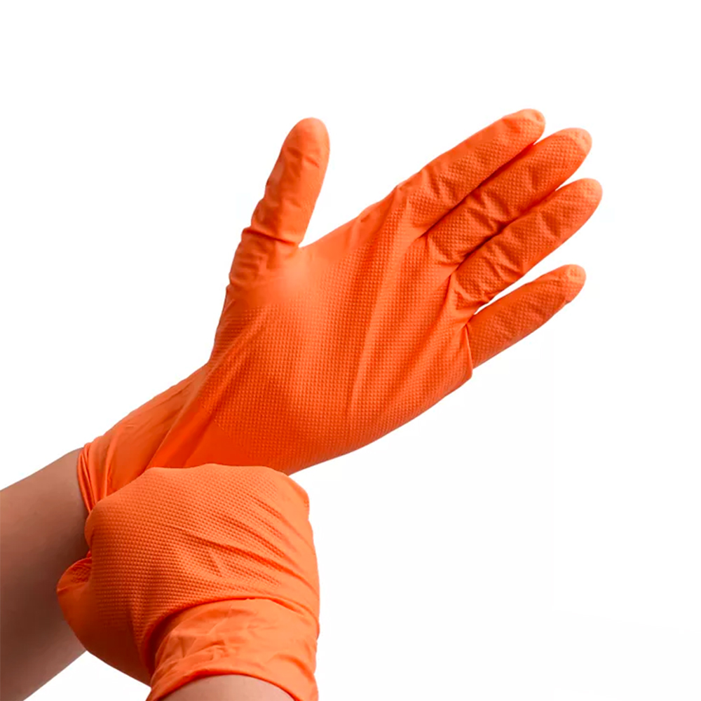 Orange Nitrile Disposable Gloves